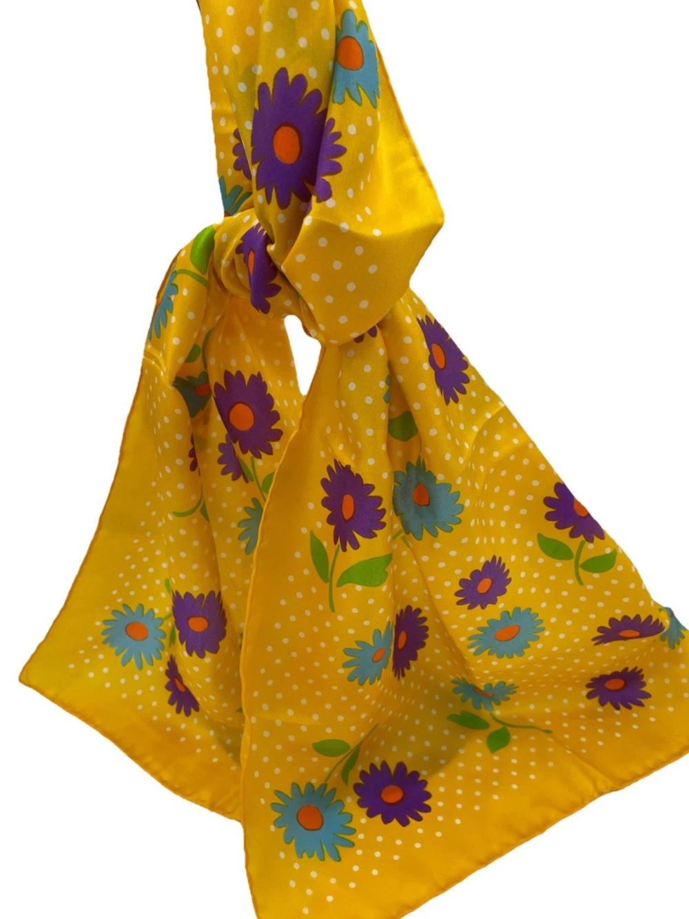 Yellow Floral Silk Scarf - Bright Daisy Print